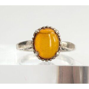 Kabana Signed Amber Sterling Silver Vintage Sotuthwest Made 925 Ring - sz 8